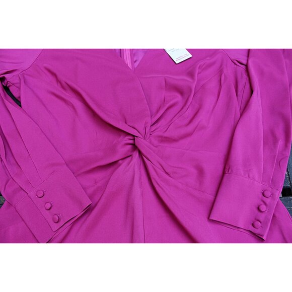 New w/Tags - Parker Knot-Front, Long Sleeve Dress - 70s Secretary Style, Pink, L - Picture 12 of 14